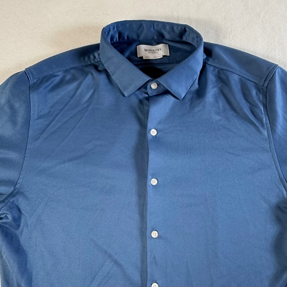 Ministry of Supply Apollo Shirt Mens XL Slim Fit Button Down Blue Performance
